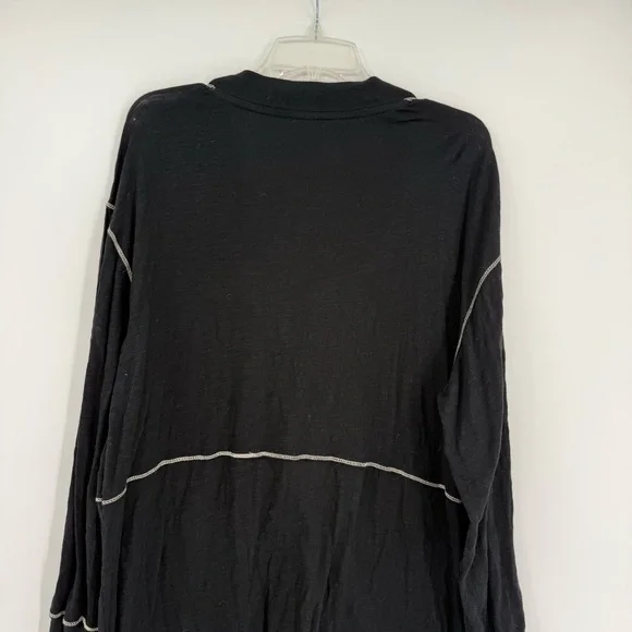 Natural Life Women Lounge Tunic Dress Size L Black  Long Sleeve Boho Surplice - Picture 9 of 10